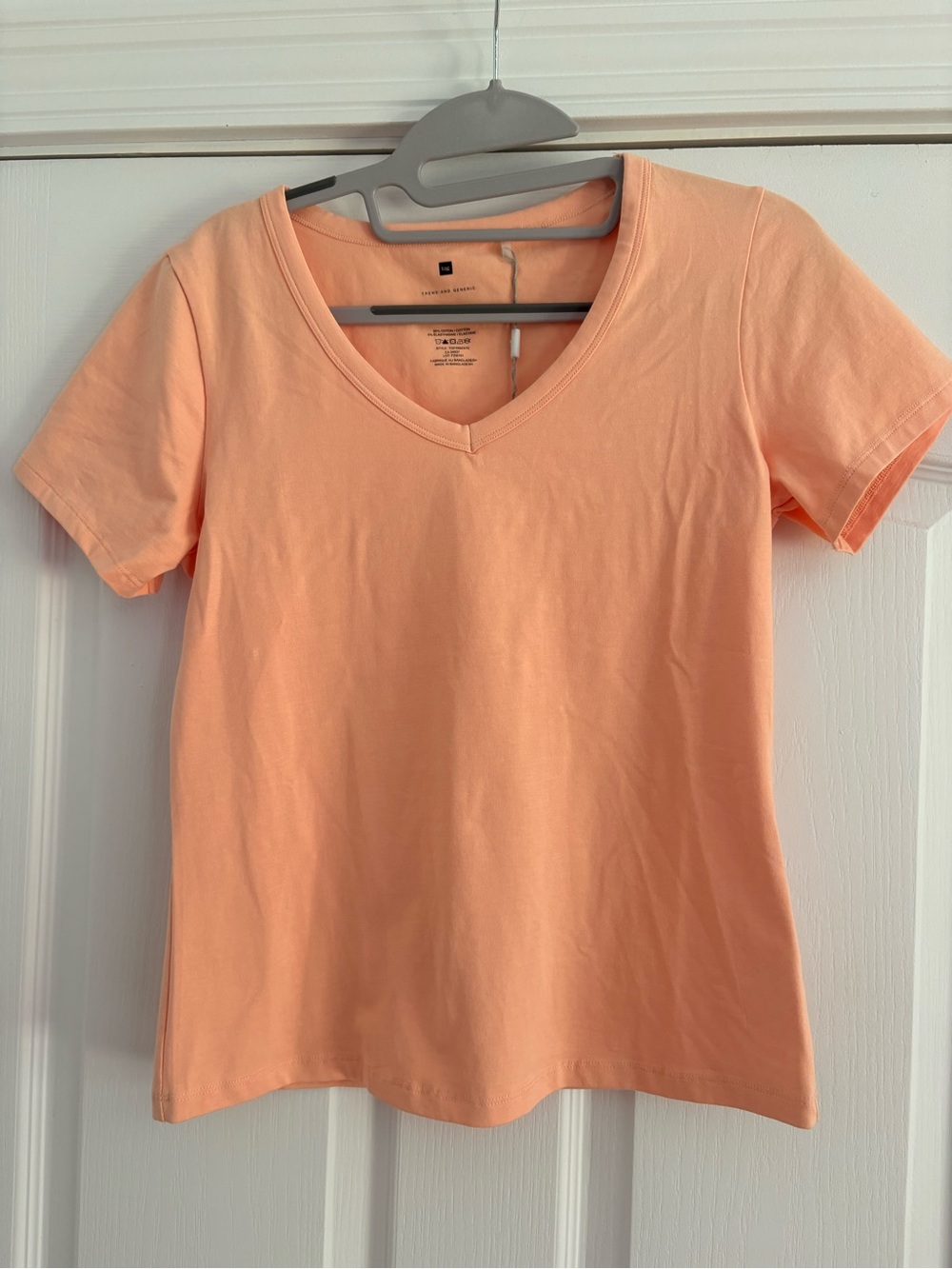 Tag Peach V-Neck Short Sleeve Top